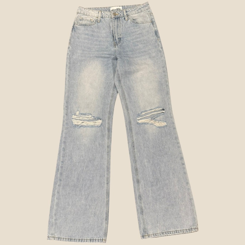 Vervet by Flying Monkey Wide Leg Distressed Light Wash Jeans Size 26 V2473
